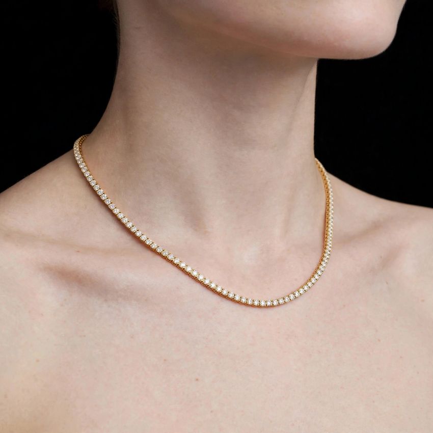 Mirano Jewels TCW 51.00ct Brilliance Lab Diamond Tennis Necklace in 18K Gold