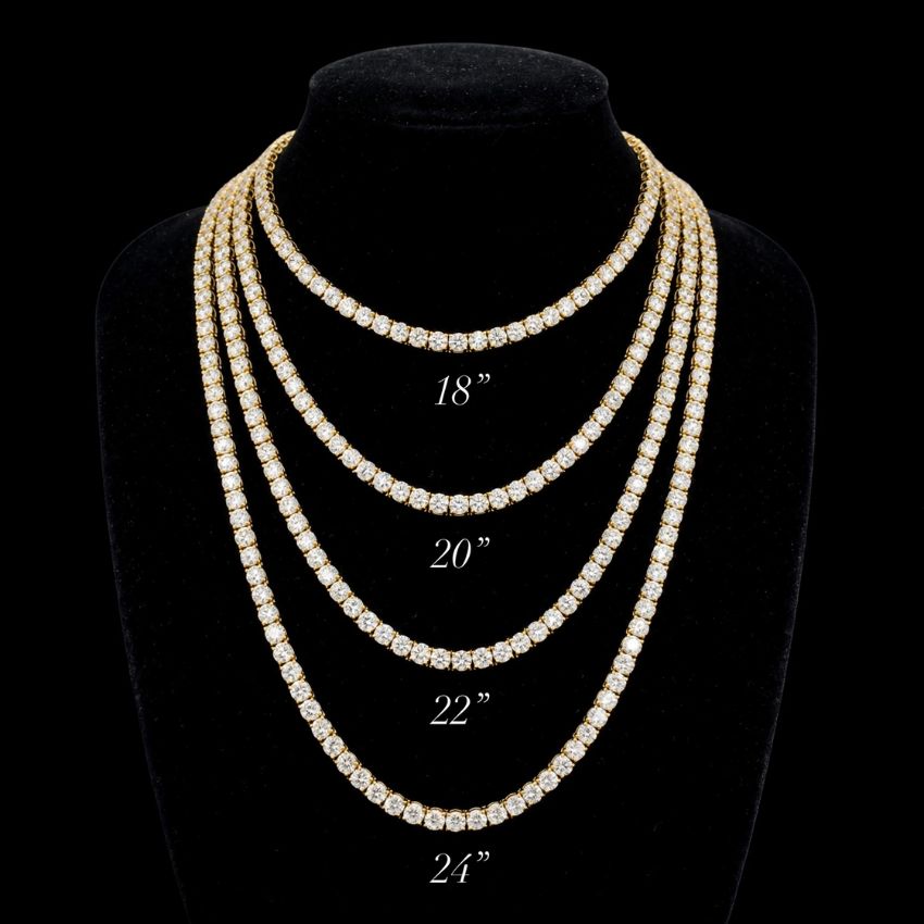 Mirano Jewels TCW 51.00ct Brilliance Lab Diamond Tennis Necklace in 18K Gold