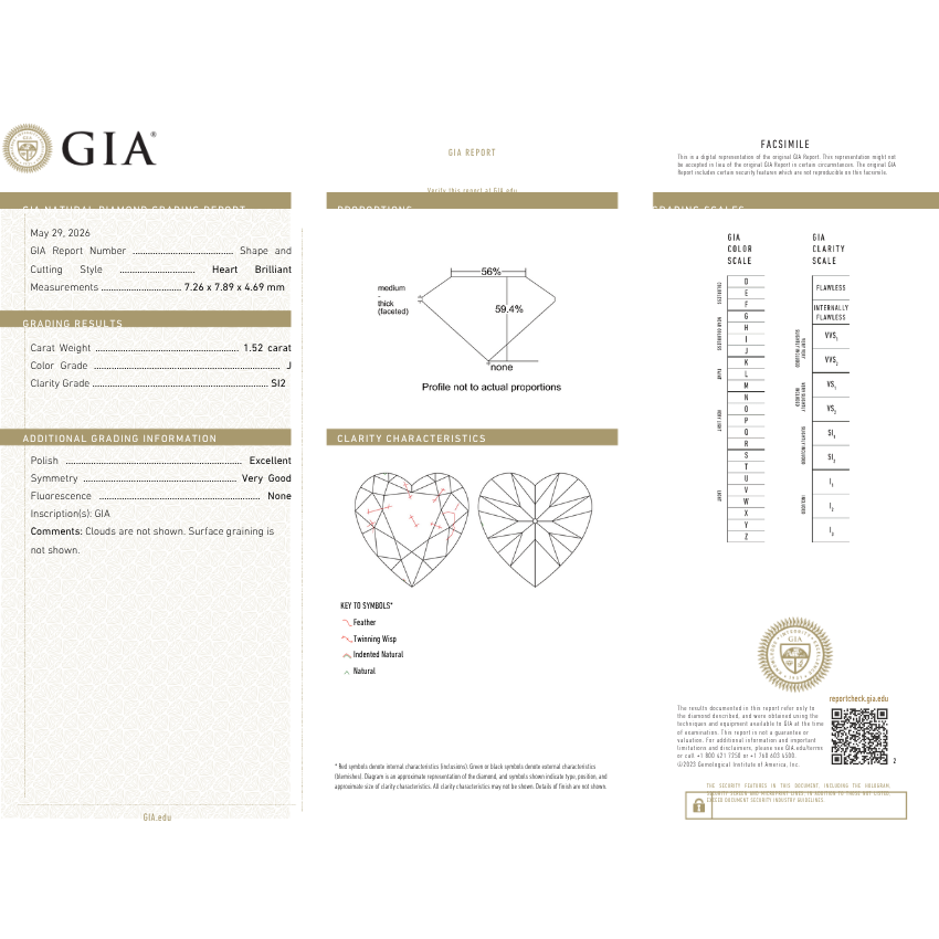 1.52 Carat Heart Natural Diamond – J Color SI2 Clarity Loose Diamond