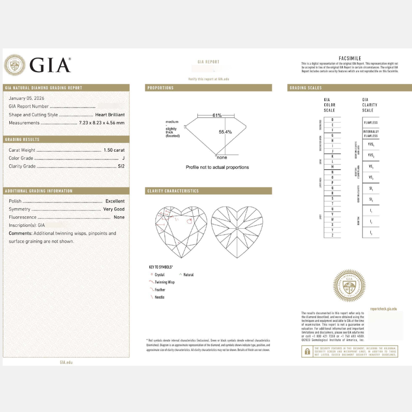 1.50 Carat Heart Natural Diamond – J Color SI2 Clarity Loose Diamond