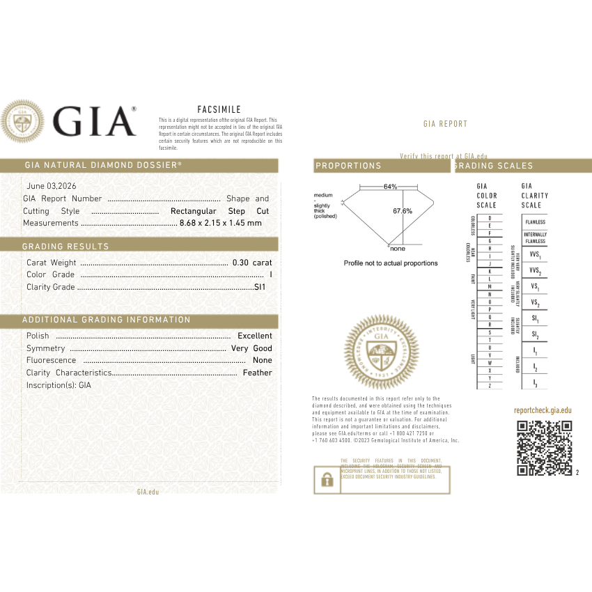 0.30 Carat Baguette Natural Diamond – I Color SI1 Clarity Loose Diamond