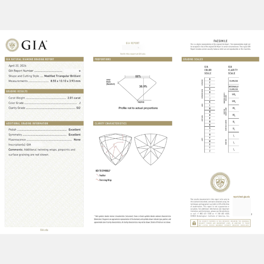 2.01 Carat Trilliant Natural Diamond – J Color SI2 Clarity Loose Diamond