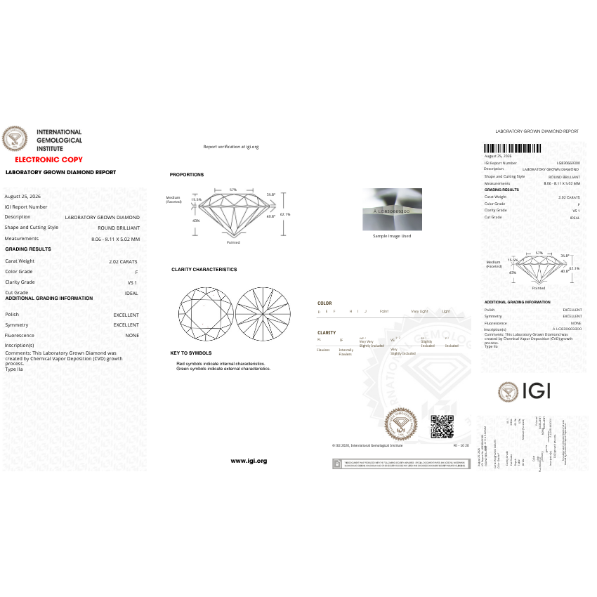 2.02 Carat Round Lab Grown Diamond – F Color VS1 Clarity