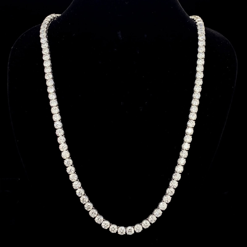 Mirano Jewels TCW 74.40CT Brilliant Diamond Tennis Necklace in 14K Gold