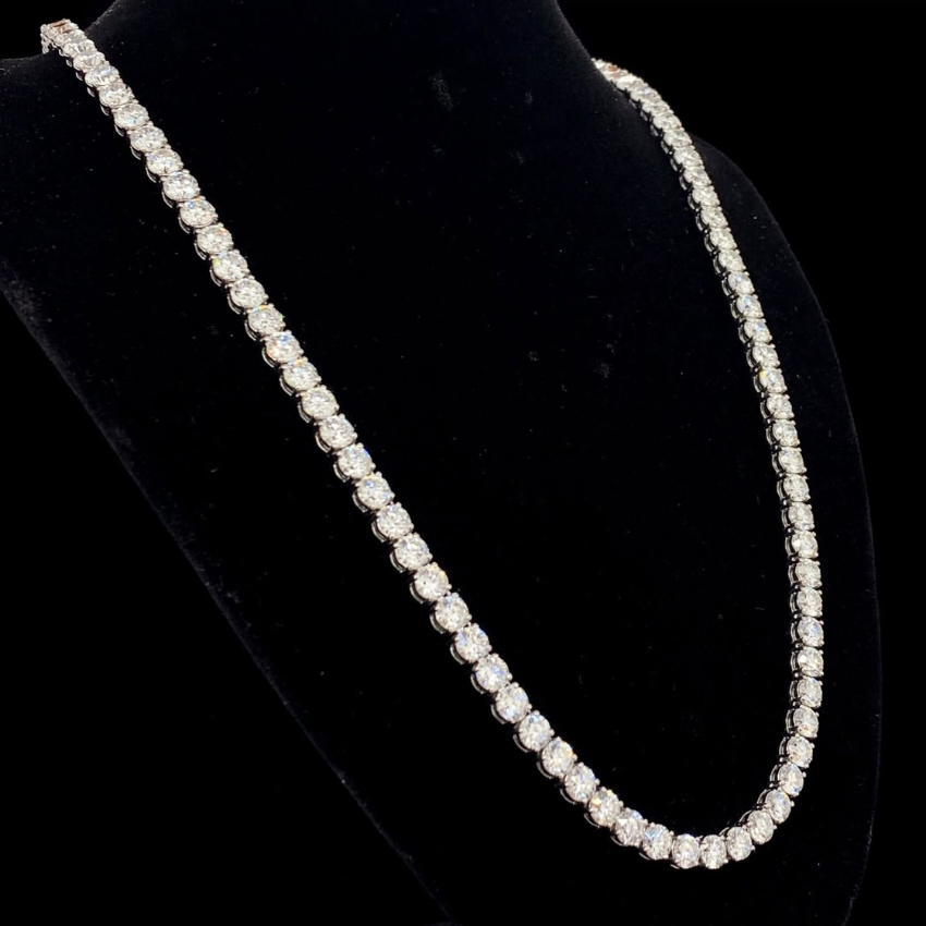 Mirano Jewels TCW 74.40CT Brilliant Diamond Tennis Necklace in 14K Gold
