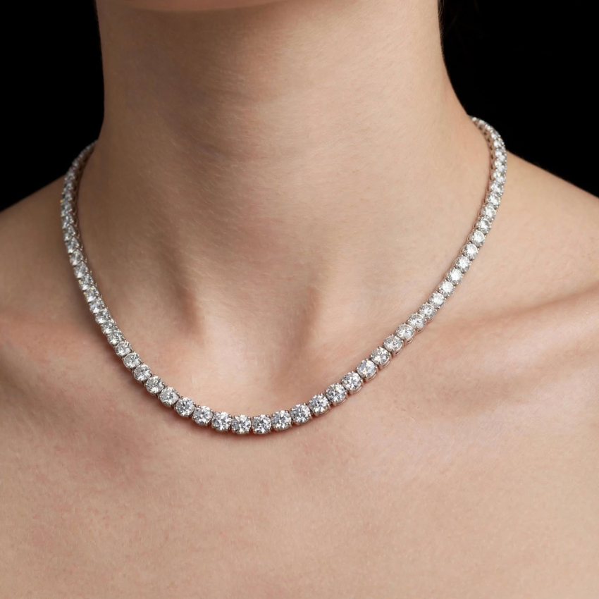 Mirano Jewels TCW 74.40CT Brilliant Diamond Tennis Necklace in 14K Gold