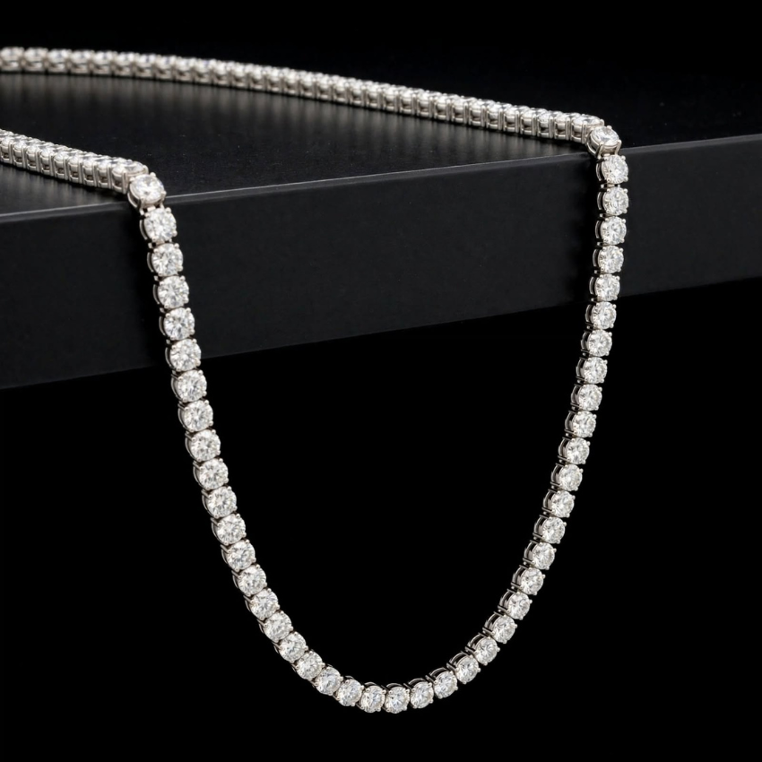 Mirano Jewels TCW 74.40CT Brilliant Diamond Tennis Necklace in 14K Gold