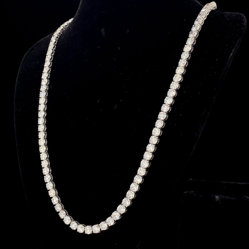 Mirano Jewels TCW 74.40CT Brilliant Diamond Tennis Necklace in 14K Gold