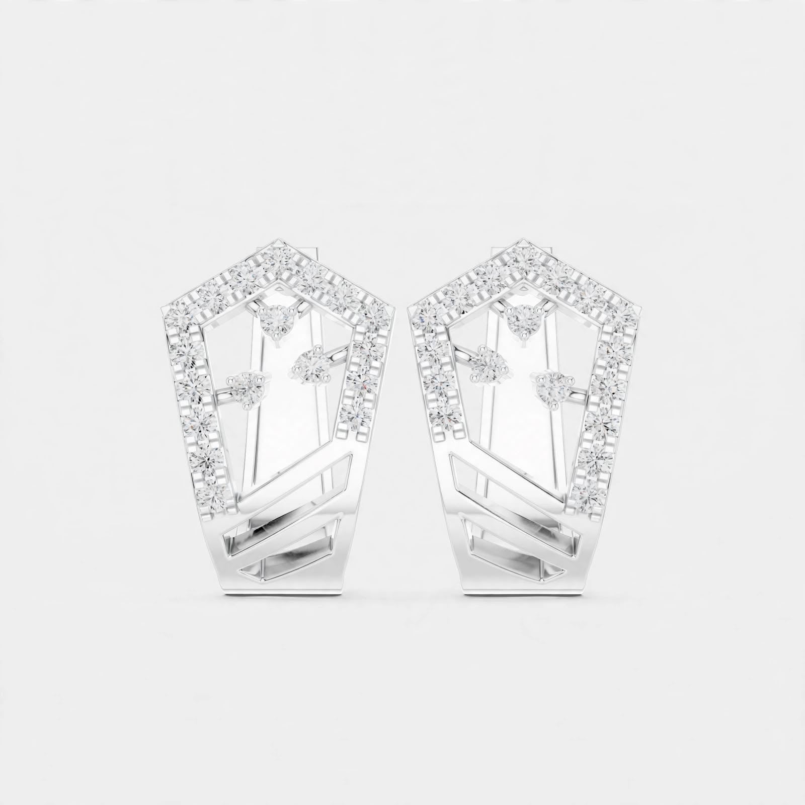 0.50CT Lab Grown Diamond Geometric Earrings in 14K Gold