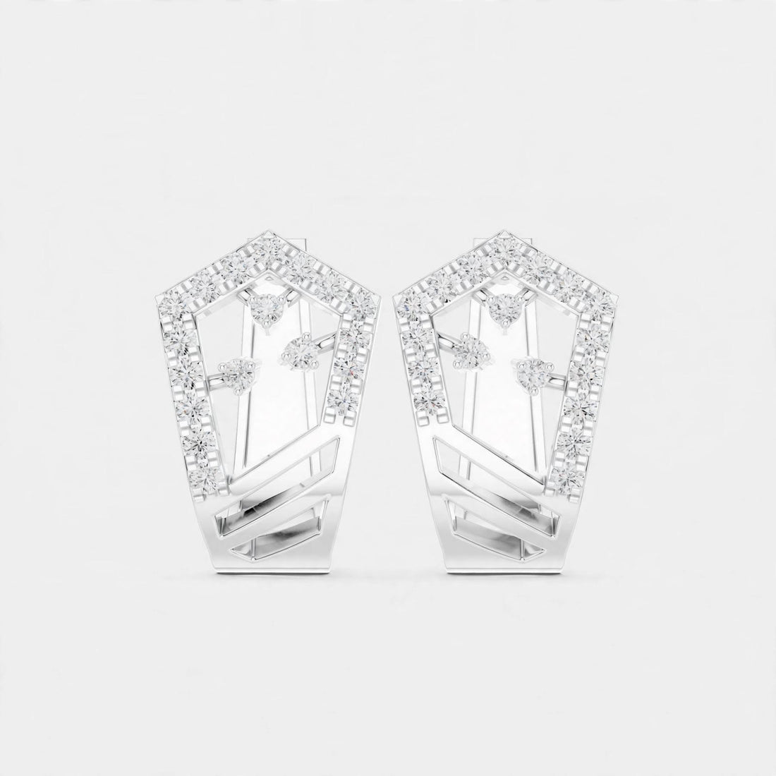 0.50CT Lab Grown Diamond Geometric Earrings in 14K Gold