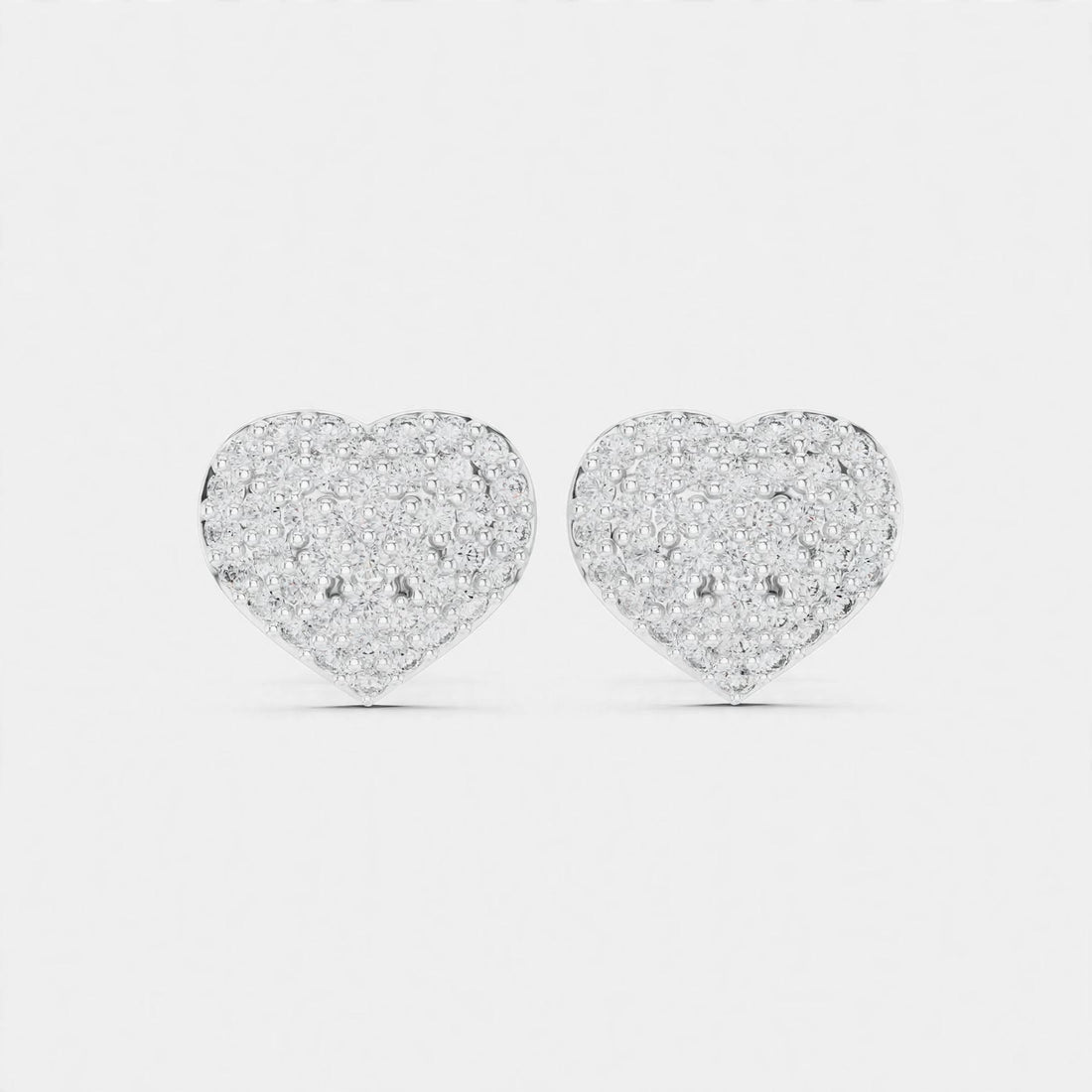 0.34CT Heart-Shaped Lab Diamond Stud Earrings|Pavé Heart Design