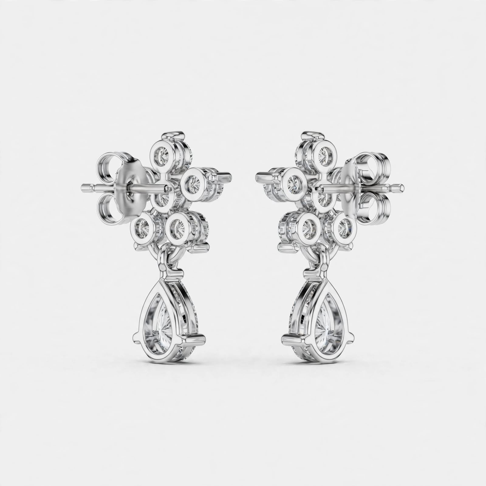 1.44CT Floral Lab Grown Diamond Drop Earrings in 18K Gold