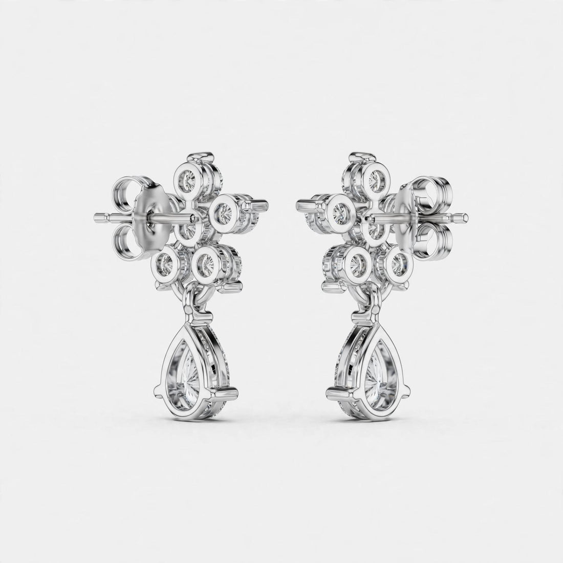 1.44CT Floral Lab Grown Diamond Drop Earrings in 18K Gold
