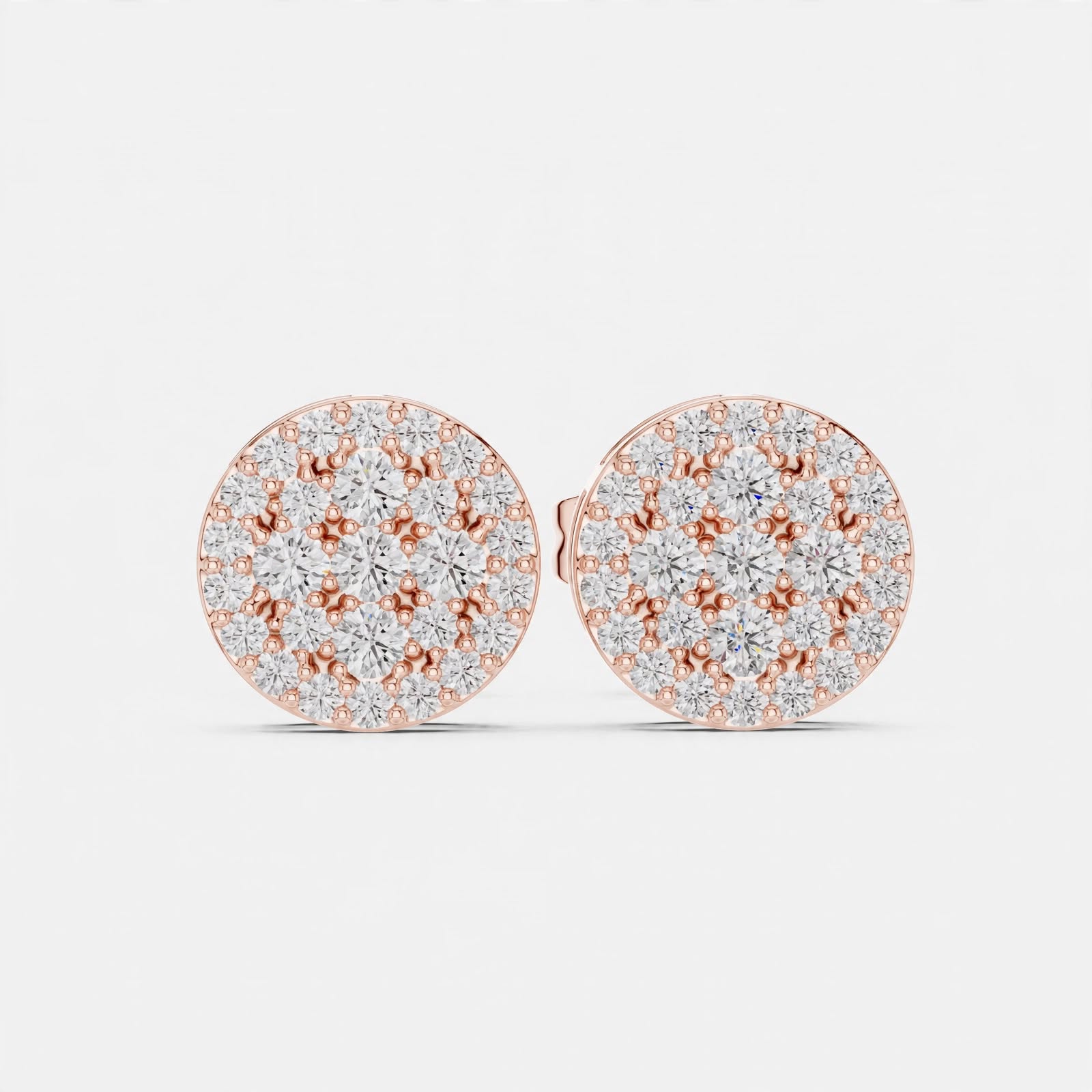 0.33CT Lab Diamond Round Studs in 18K Gold | Pavé-Inspired Design