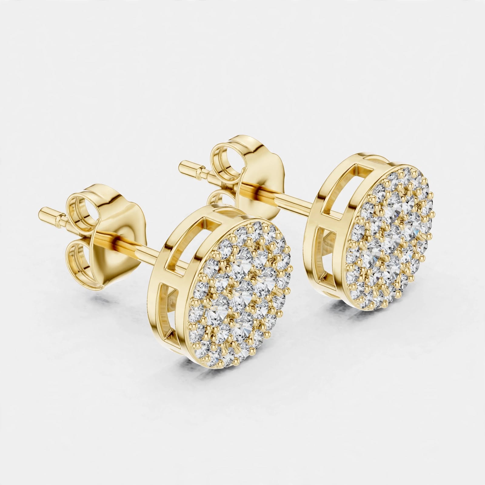 0.33CT Lab Diamond Round Studs in 18K Gold | Pavé-Inspired Design