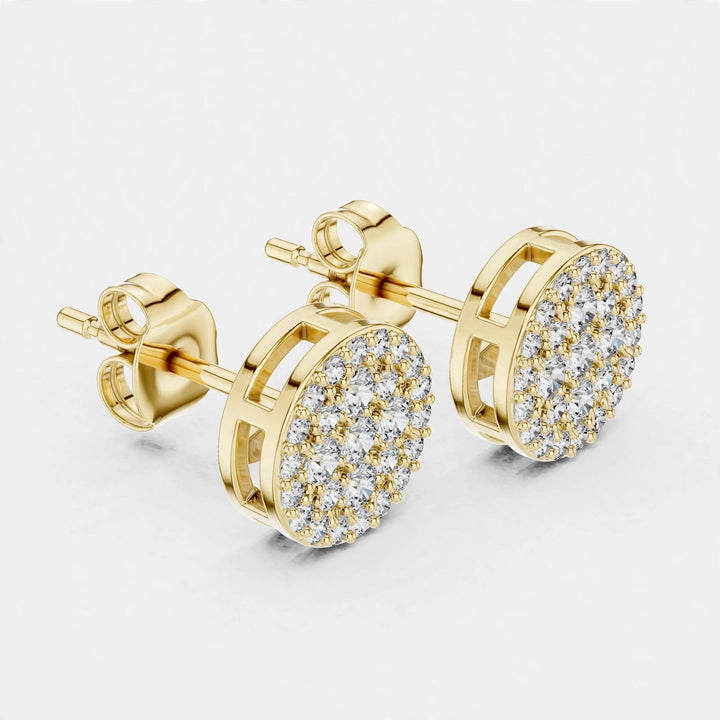 0.33CT Lab Diamond Round Studs in 18K Gold | Pavé-Inspired Design