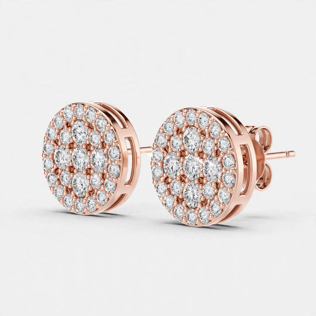 0.33CT Lab Diamond Round Studs in 18K Gold | Pavé-Inspired Design