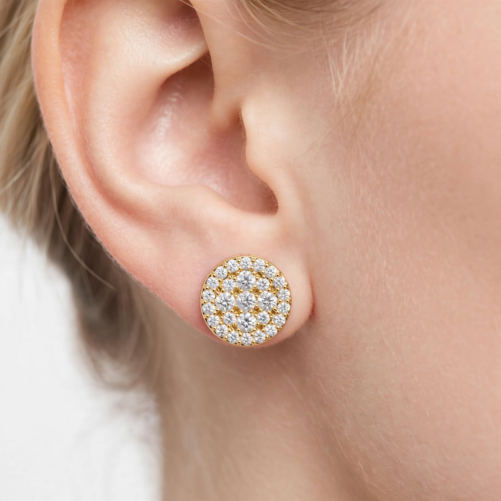 0.33CT Lab Diamond Round Studs in 18K Gold | Pavé-Inspired Design