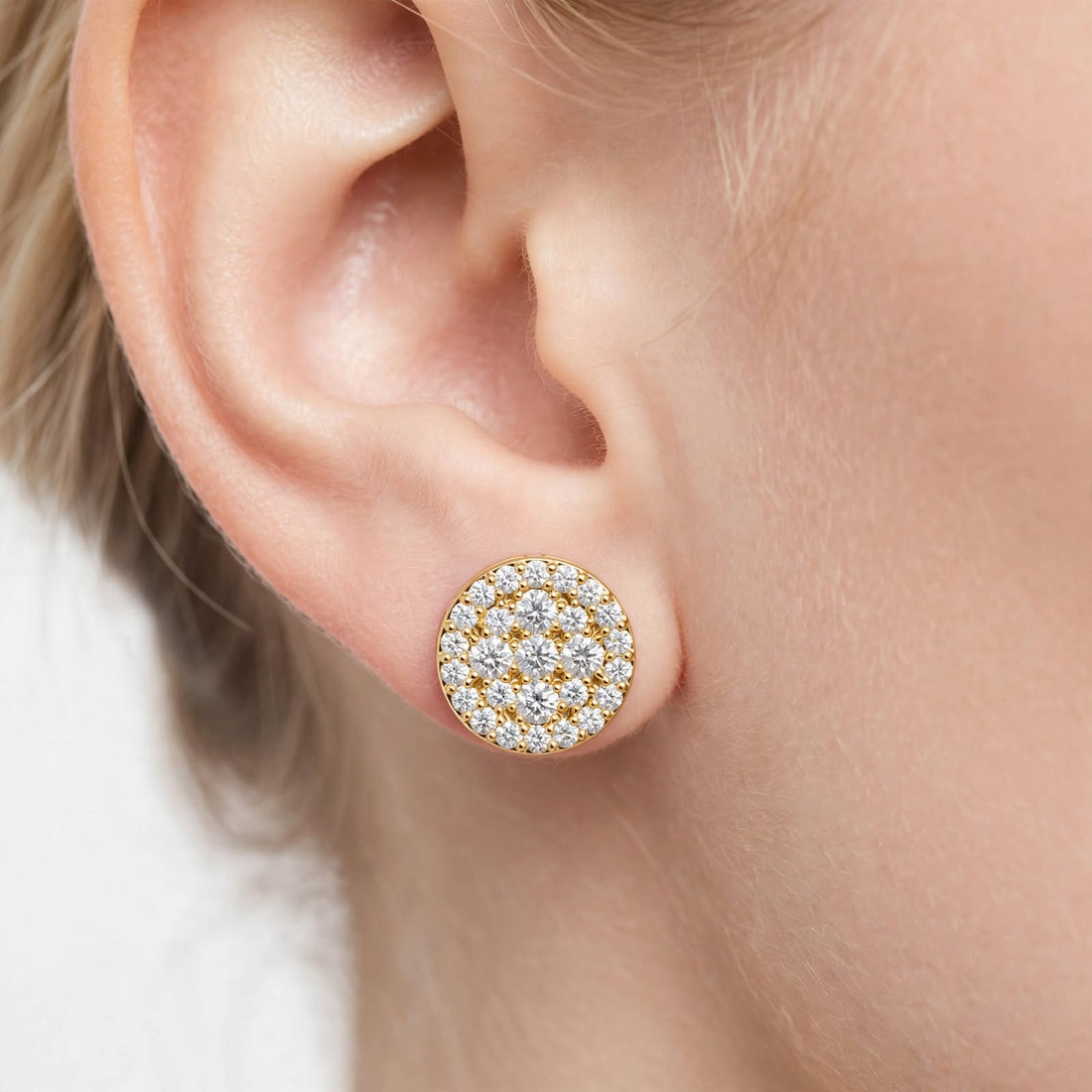 0.33CT Lab Diamond Round Studs in 18K Gold | Pavé-Inspired Design