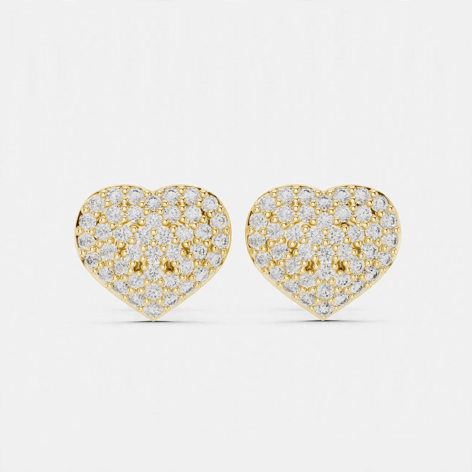 0.34CT Heart-Shaped Lab Diamond Stud Earrings|Pavé Heart Design