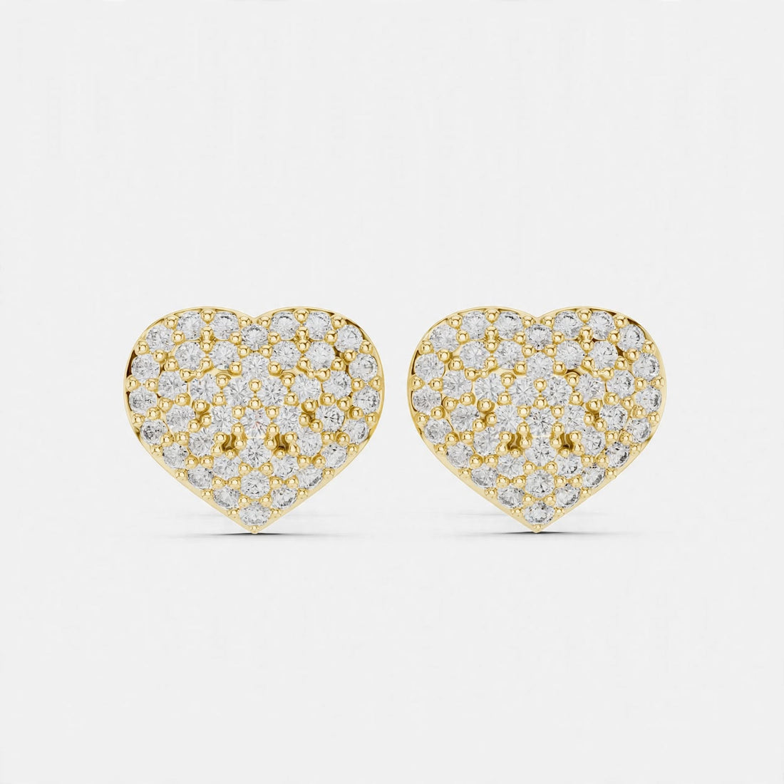 0.34CT Heart-Shaped Lab Diamond Stud Earrings|Pavé Heart Design