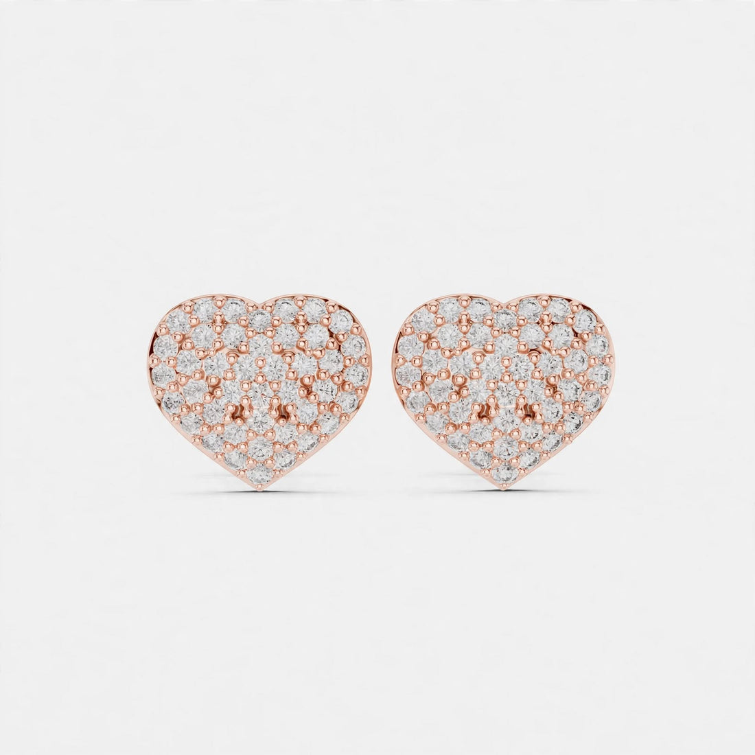 0.34CT Heart-Shaped Lab Diamond Stud Earrings|Pavé Heart Design