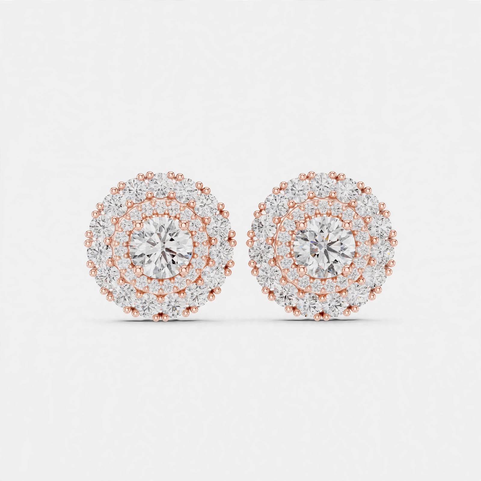 2.24CT Lab Grown Diamond Floral Stud Earrings in 14K Gold