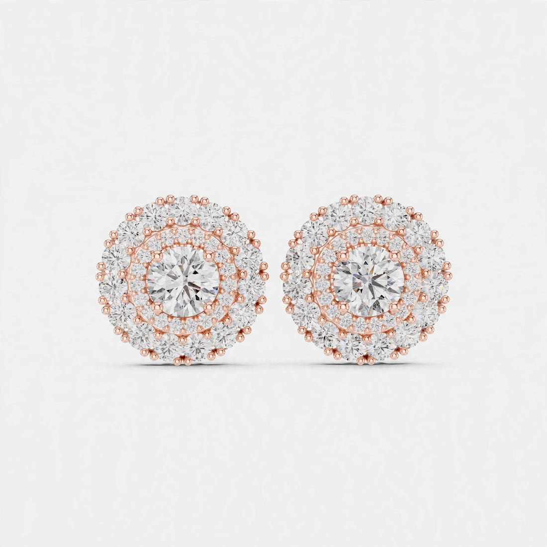 2.24CT Lab Grown Diamond Floral Stud Earrings in 14K Gold
