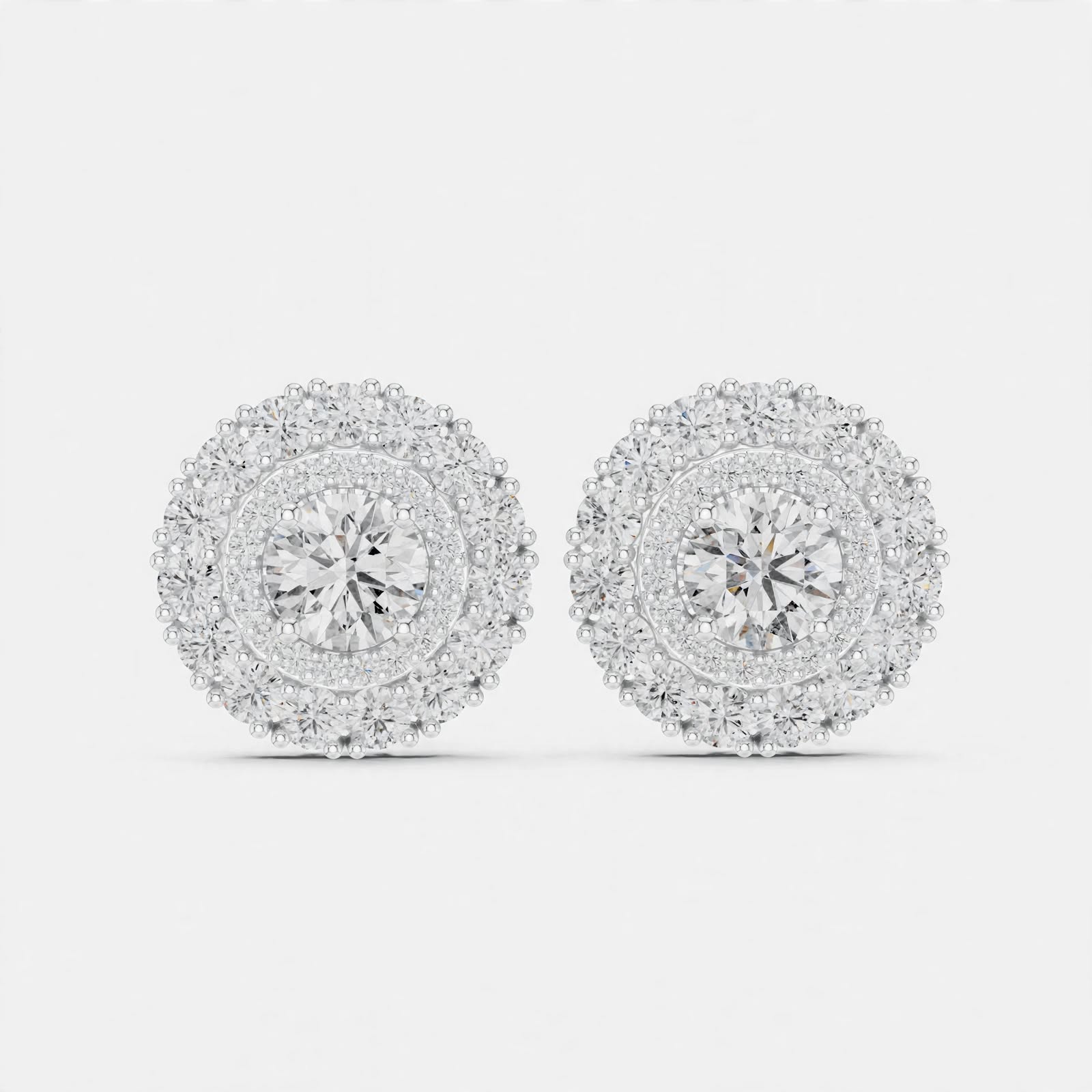 2.24CT Lab Grown Diamond Floral Stud Earrings in 14K Gold
