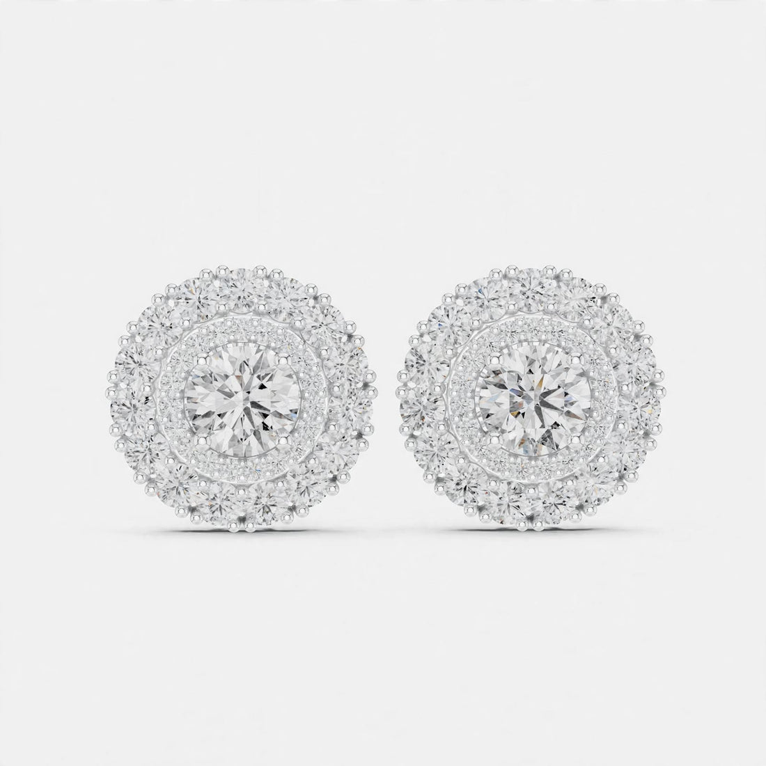 2.24CT Lab Grown Diamond Floral Stud Earrings in 14K Gold