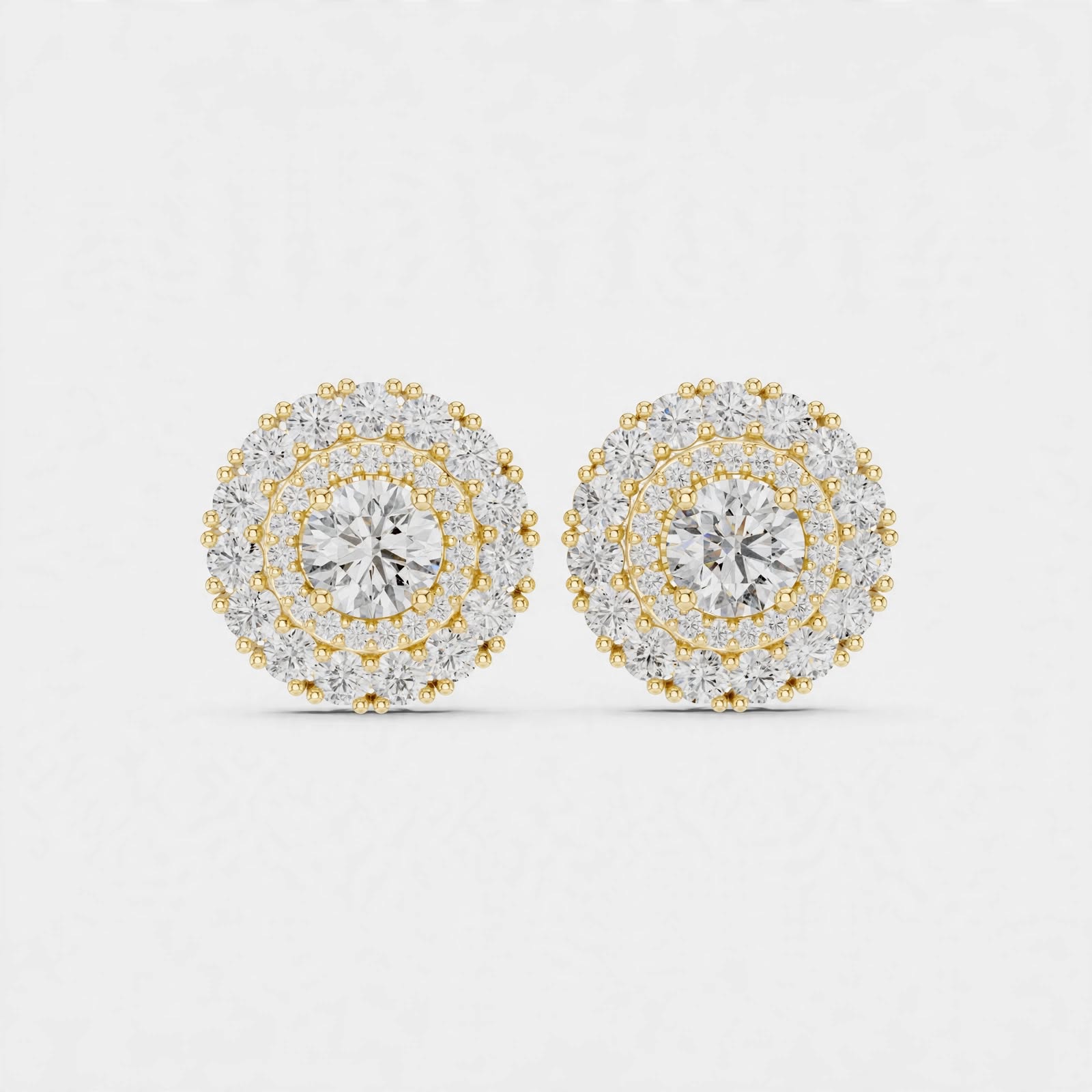 2.24CT Lab Grown Diamond Floral Stud Earrings in 14K Gold