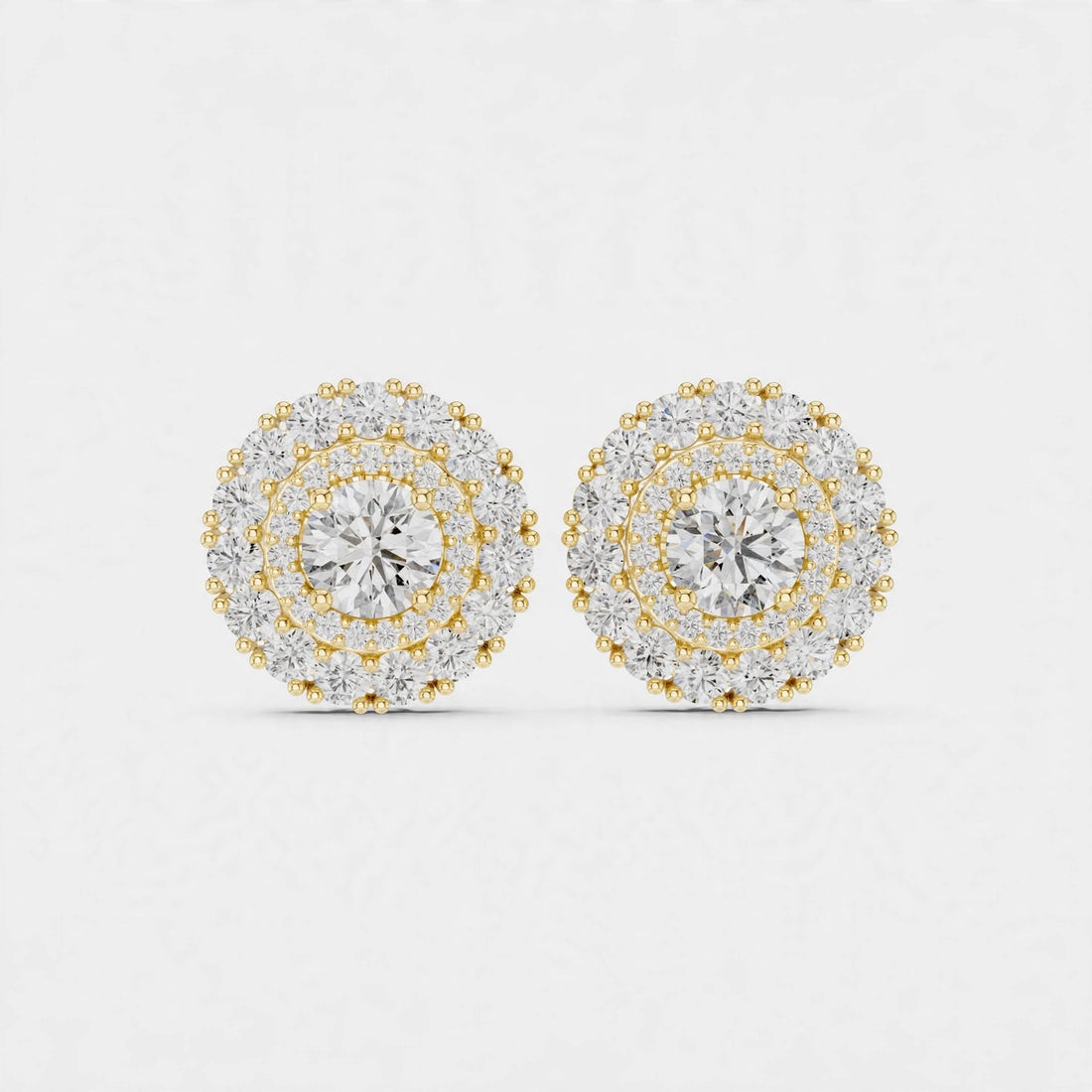 2.24CT Lab Grown Diamond Floral Stud Earrings in 14K Gold