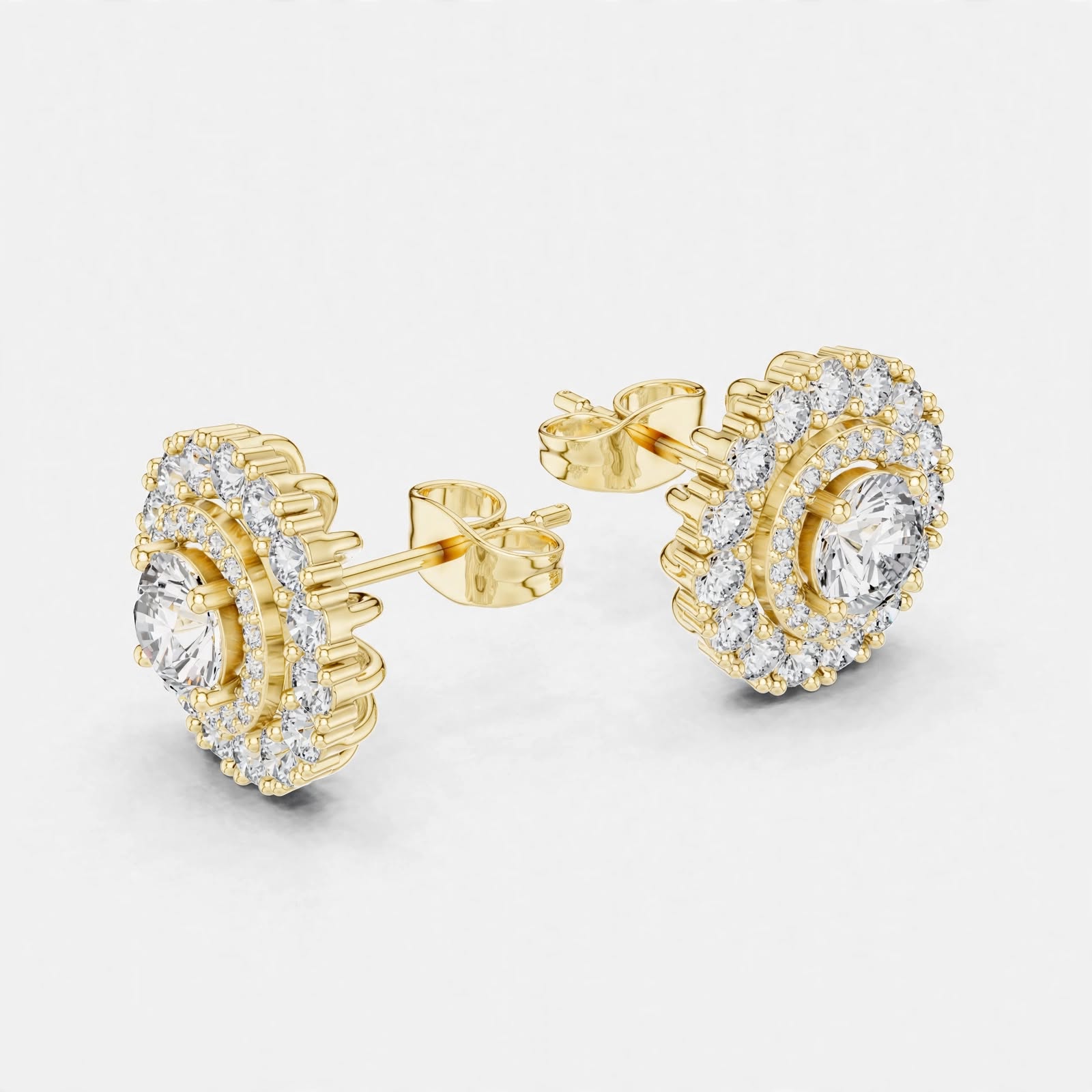 2.24CT Lab Grown Diamond Floral Stud Earrings in 14K Gold