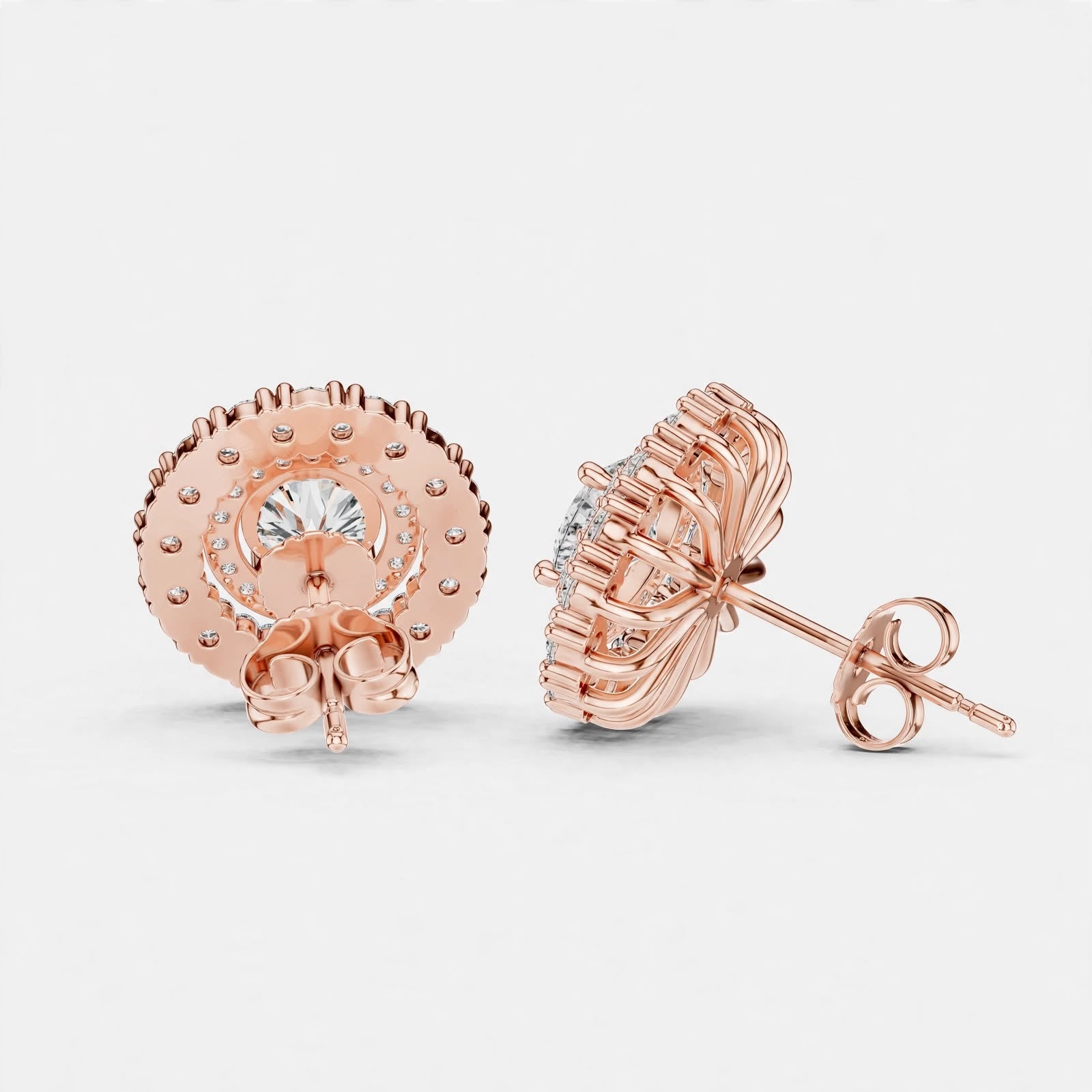 2.24CT Lab Grown Diamond Floral Stud Earrings in 14K Gold
