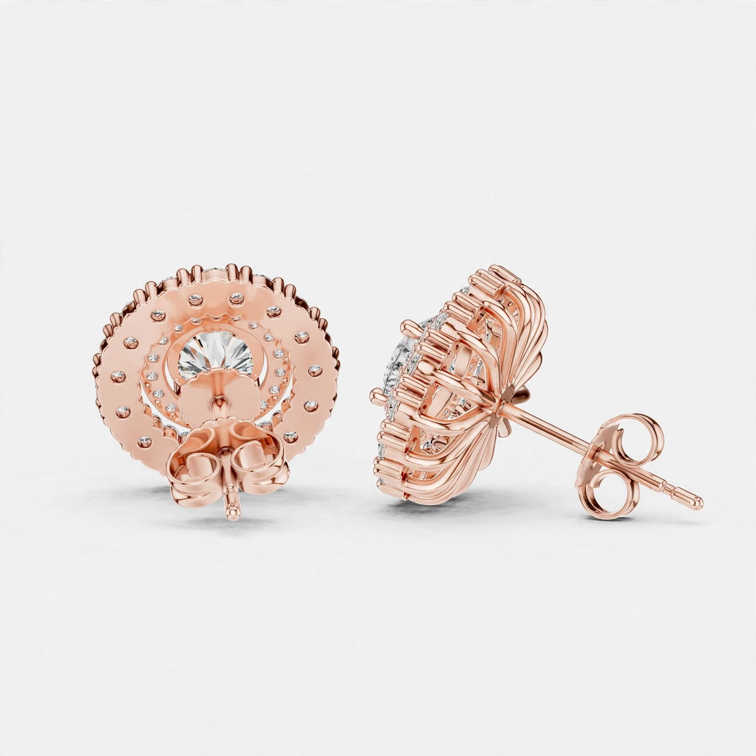 2.24CT Lab Grown Diamond Floral Stud Earrings in 14K Gold