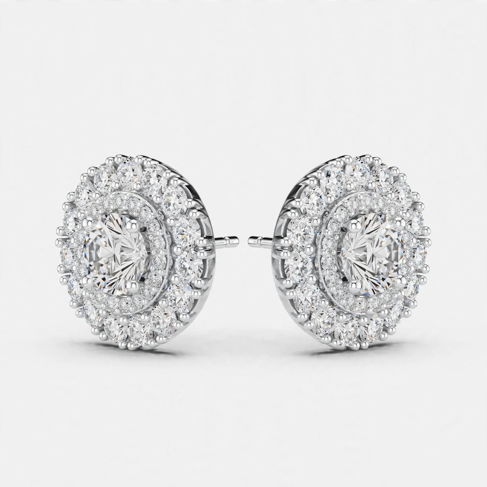 2.24CT Lab Grown Diamond Floral Stud Earrings in 14K Gold