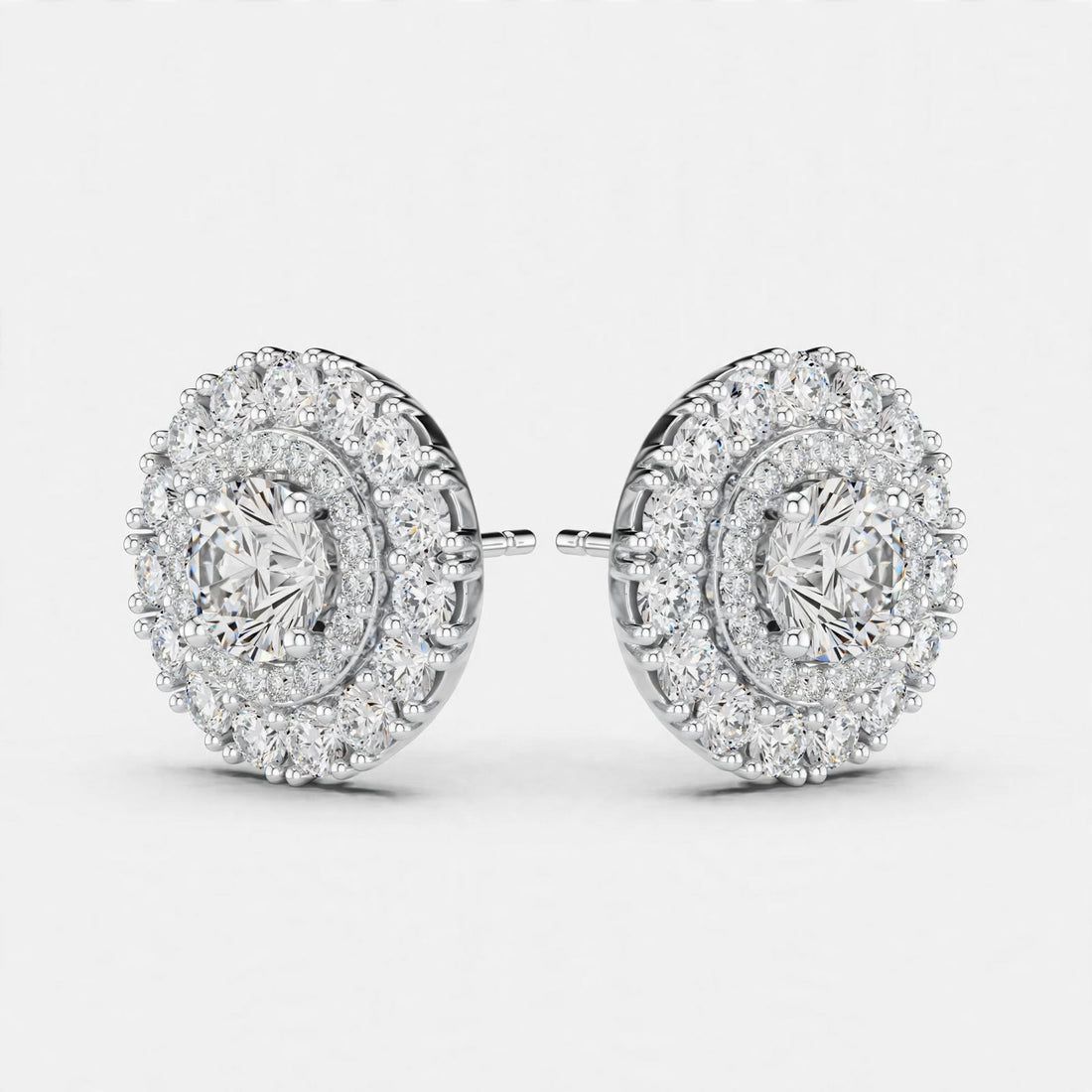 2.24CT Lab Grown Diamond Floral Stud Earrings in 14K Gold