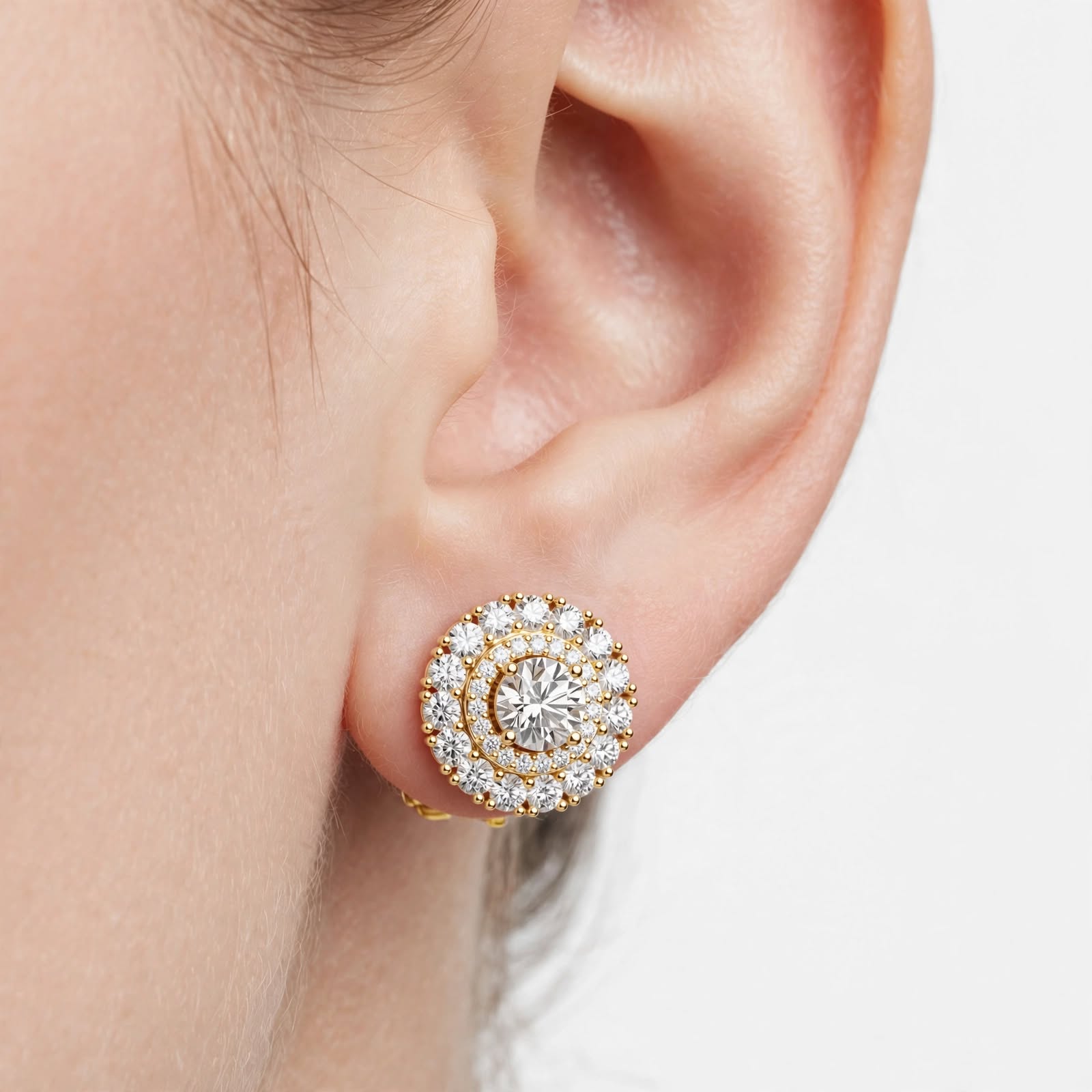 2.24CT Lab Grown Diamond Floral Stud Earrings in 14K Gold