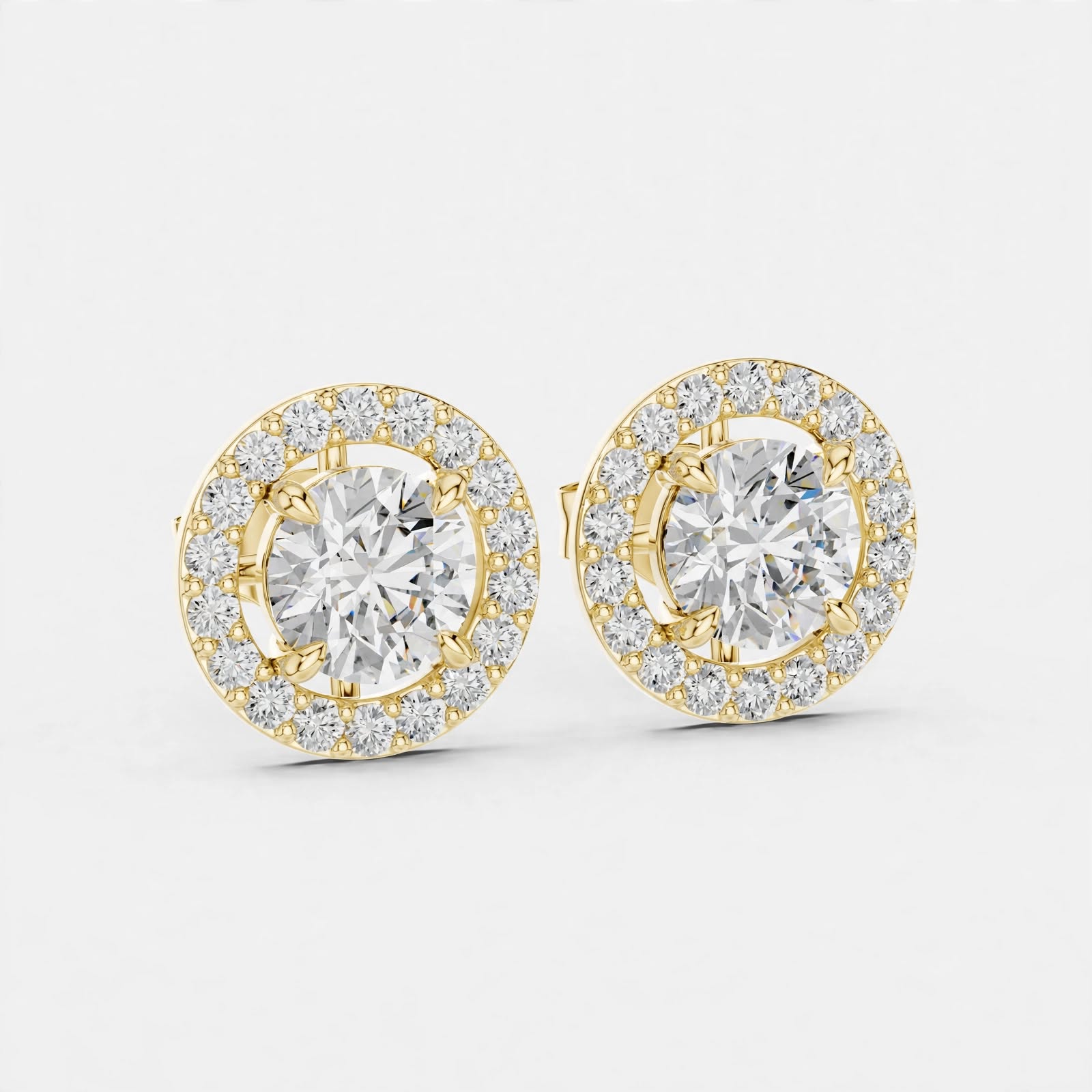 1.70CT Round Lab Grown Diamond Stud Earrings in 14K Gold