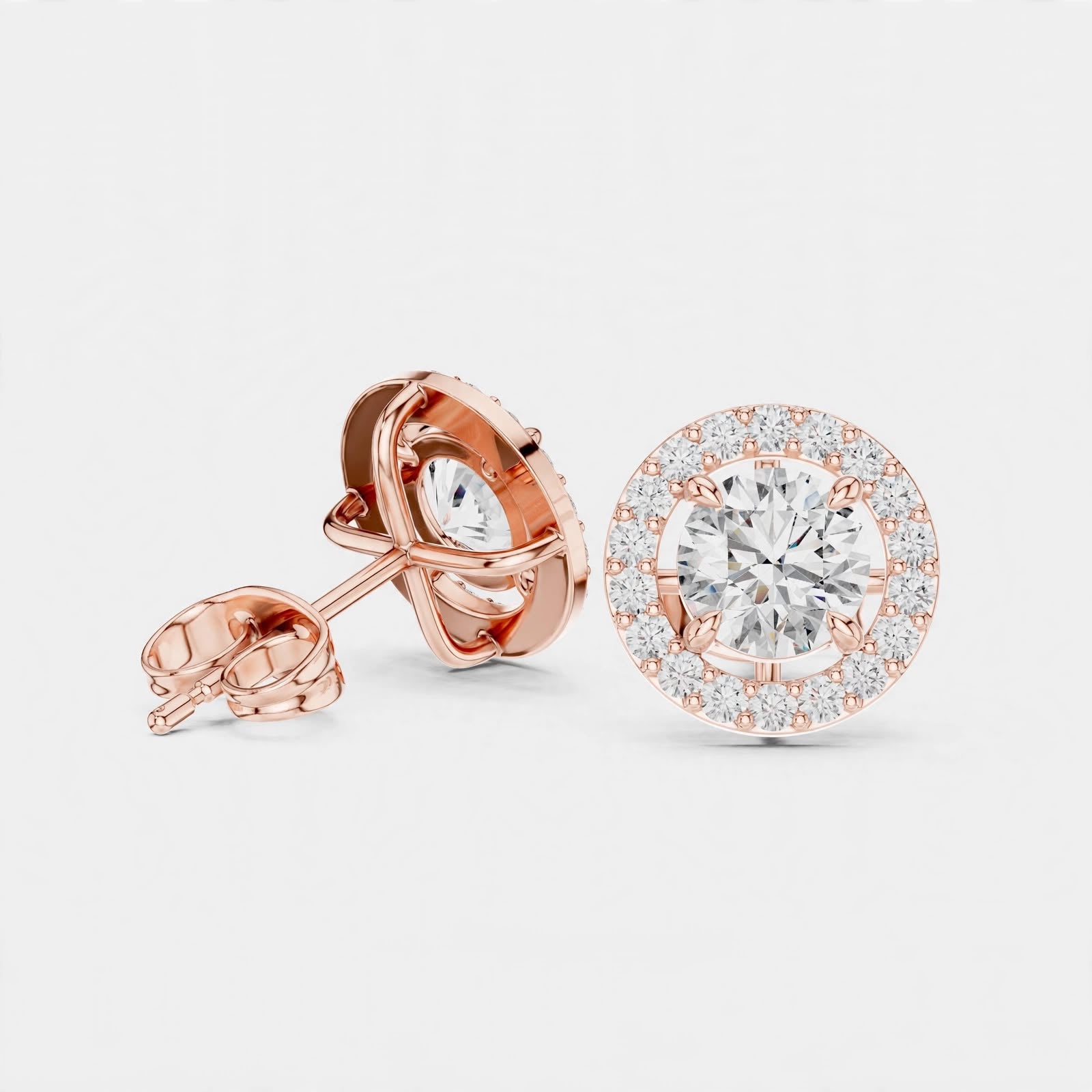 1.70CT Round Lab Grown Diamond Stud Earrings in 14K Gold