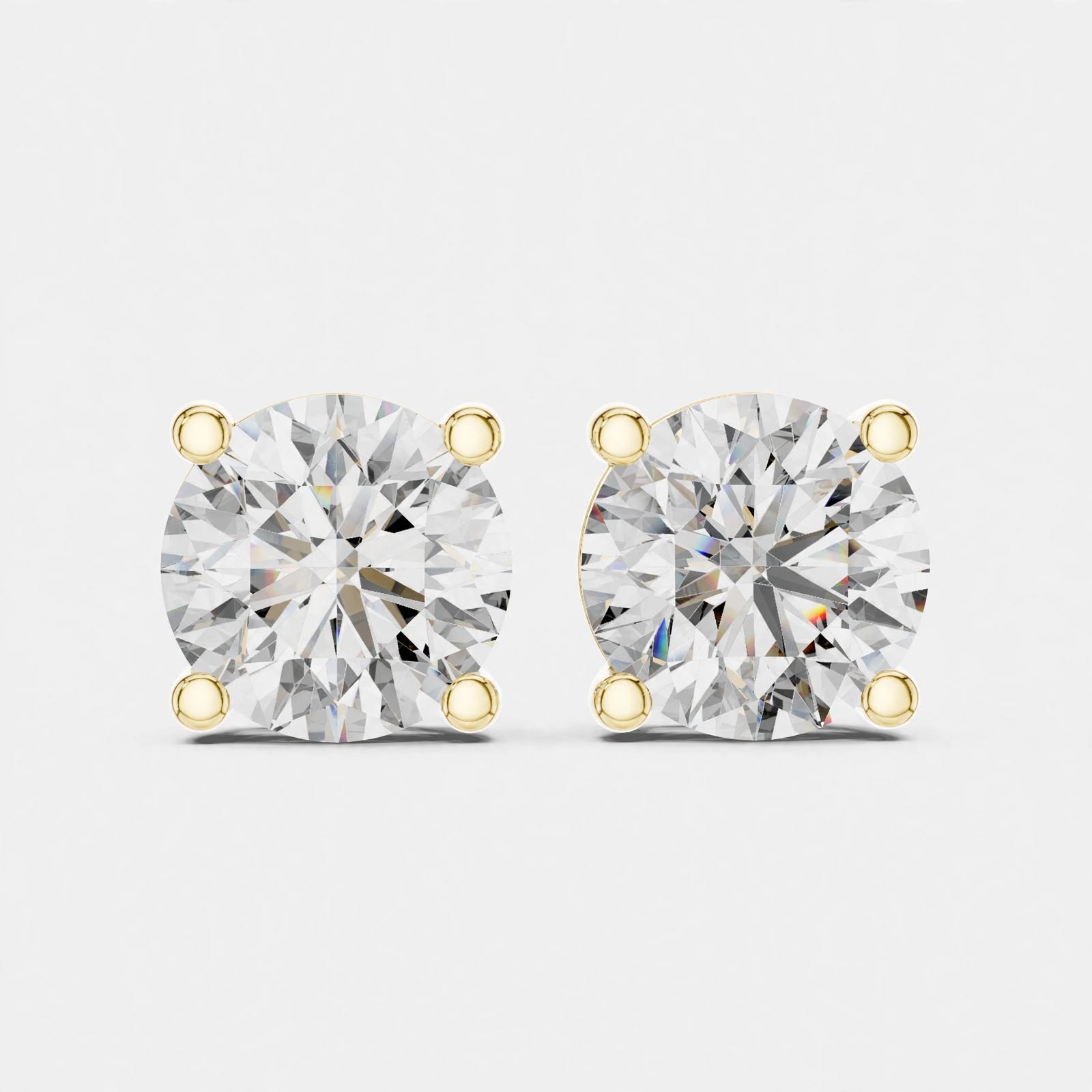 4.00CT Round Cut Lab Grown Diamond Stud Earrings In 18K Gold