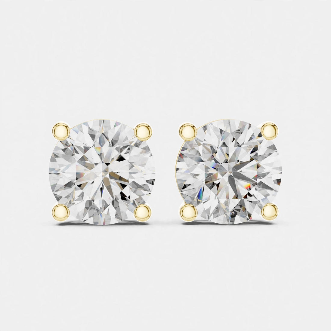 4.00CT Round Cut Lab Grown Diamond Stud Earrings In 18K Gold