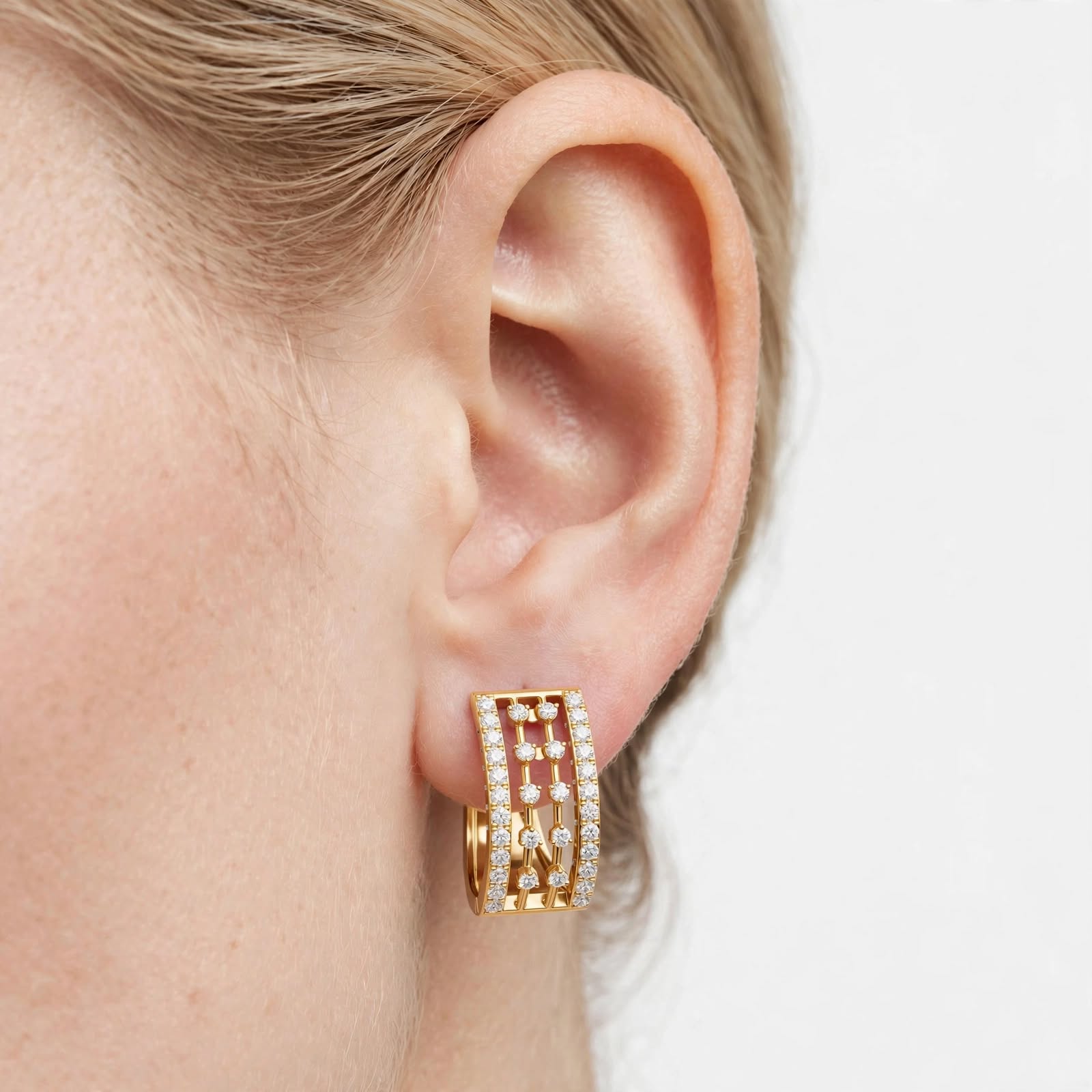 0.54CT Lab Grown Diamond Huggie Hoop Earrings in 18K Gold