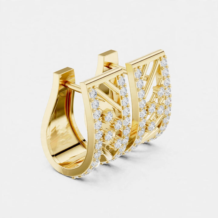 0.54CT Lab Diamond Geometric Huggie Earrings in 14K Gold