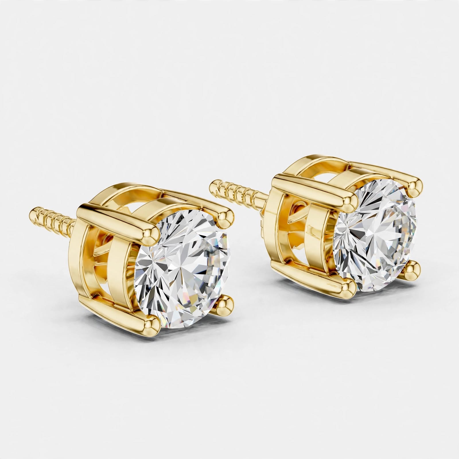 4.00CT Round Cut Lab Grown Diamond Stud Earrings In 18K Gold