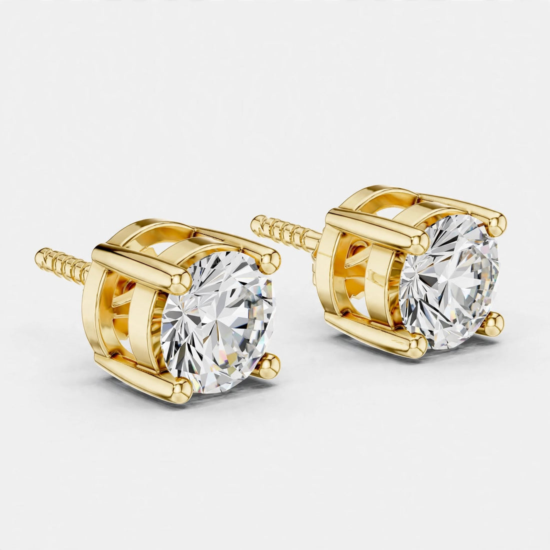 4.00CT Round Cut Lab Grown Diamond Stud Earrings In 18K Gold