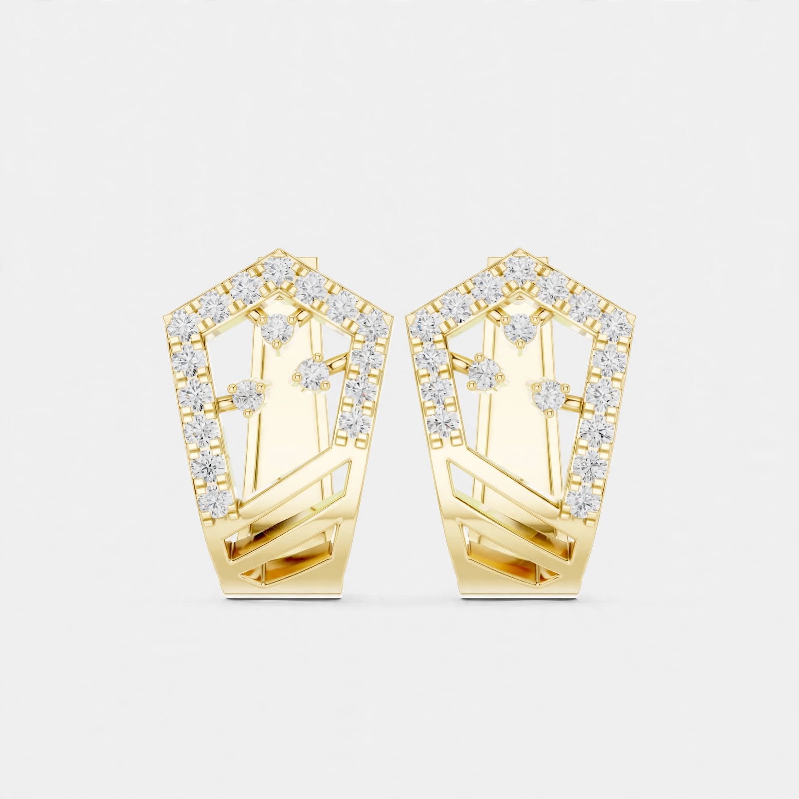 0.50CT Lab Grown Diamond Geometric Earrings in 14K Gold