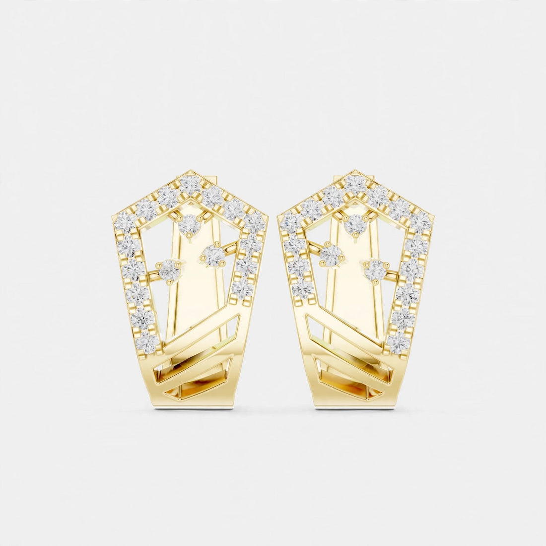 0.50CT Lab Grown Diamond Geometric Earrings in 14K Gold