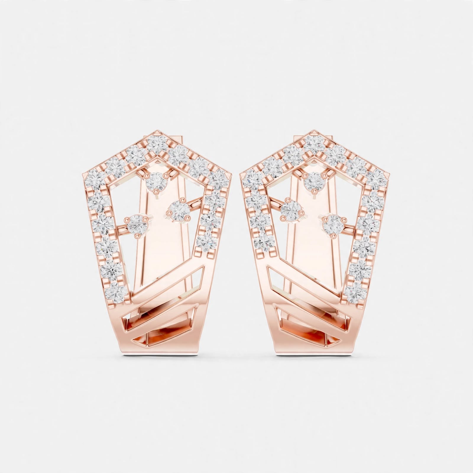 0.50CT Lab Grown Diamond Geometric Earrings in 14K Gold