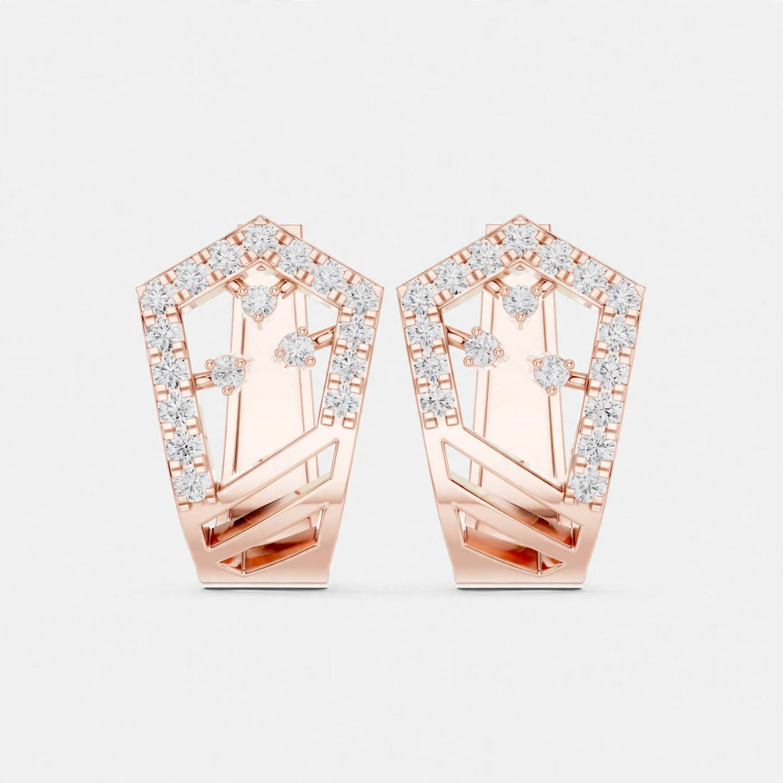 0.50CT Lab Grown Diamond Geometric Earrings in 14K Gold